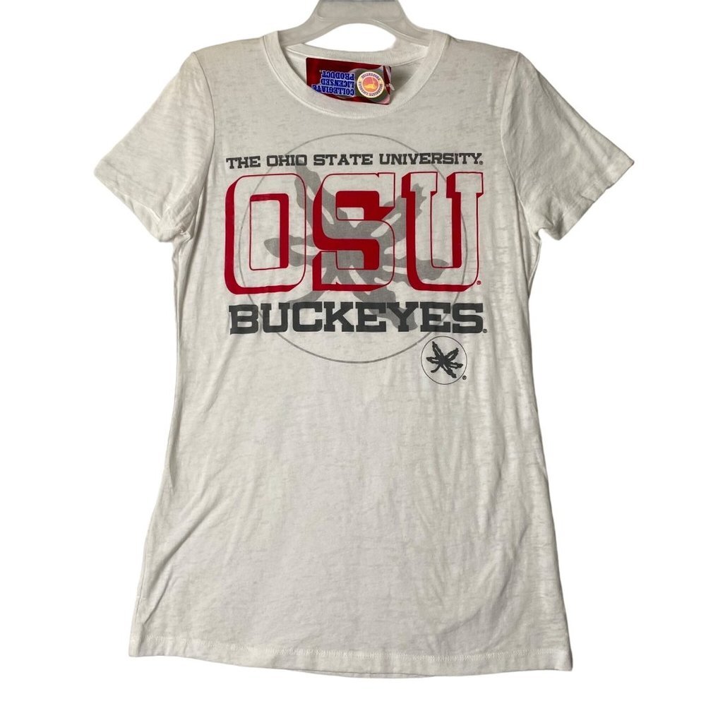 NEW The Ohio State University OSU Buckeyes Women White T-Shirt Tee Size XL